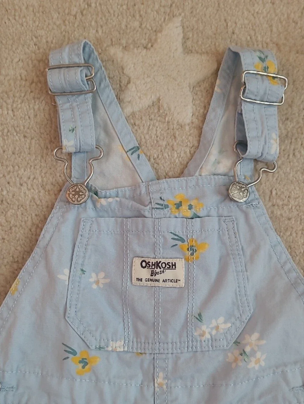 OshKosh B'gosh Toddler Pale Blue Floral Short Overalls
